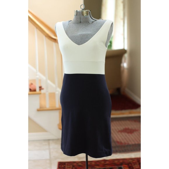 J. CREW Navy Blue and Cream Dress - Picture 1 of 6